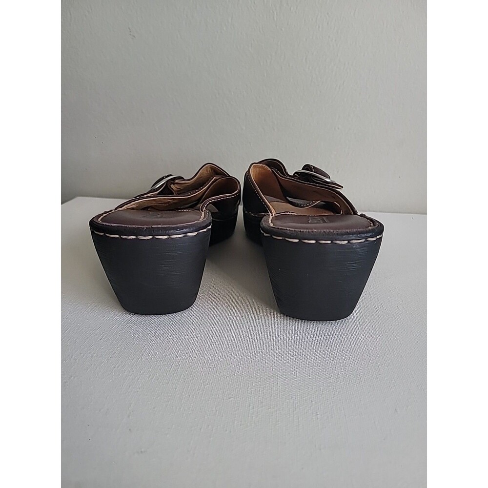 Born Dark Brown Leather Wedge Sandals - Picture 6 of 9